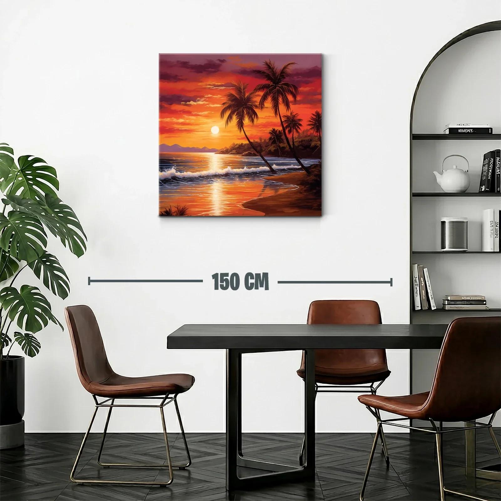 Atardecer tropical con palmeras en playa serena — miniatura 2