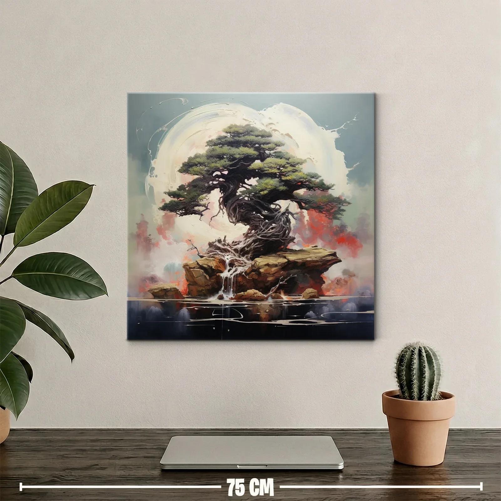 Árbol antiguo sobre rocas con fondo etéreo y luz suave — miniatura 2