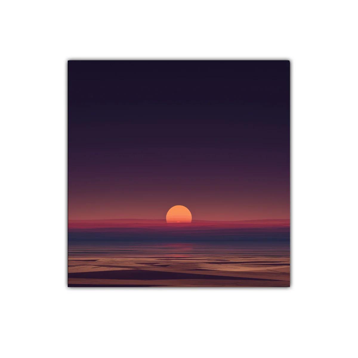 Atardecer minimalista con sol naranja sobre el mar tranquilo — imagen principal