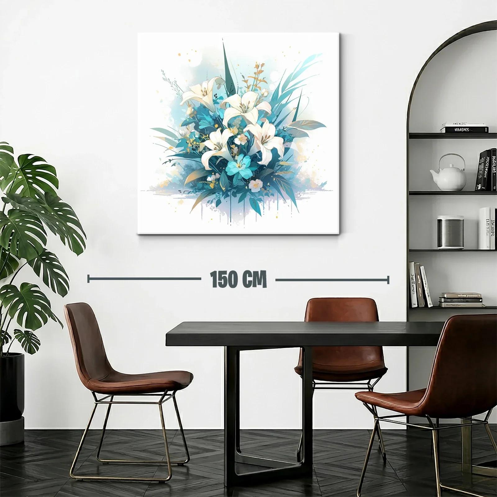 Elegante ramo de lirios blancos con toques azules y dorados — miniatura 2