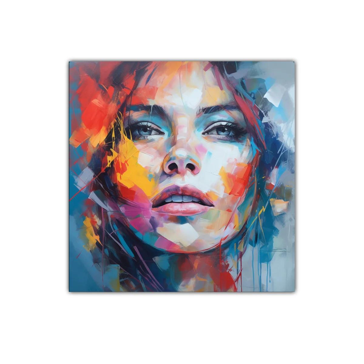 Retrato vibrante de mujer con colores intensos y contrastes