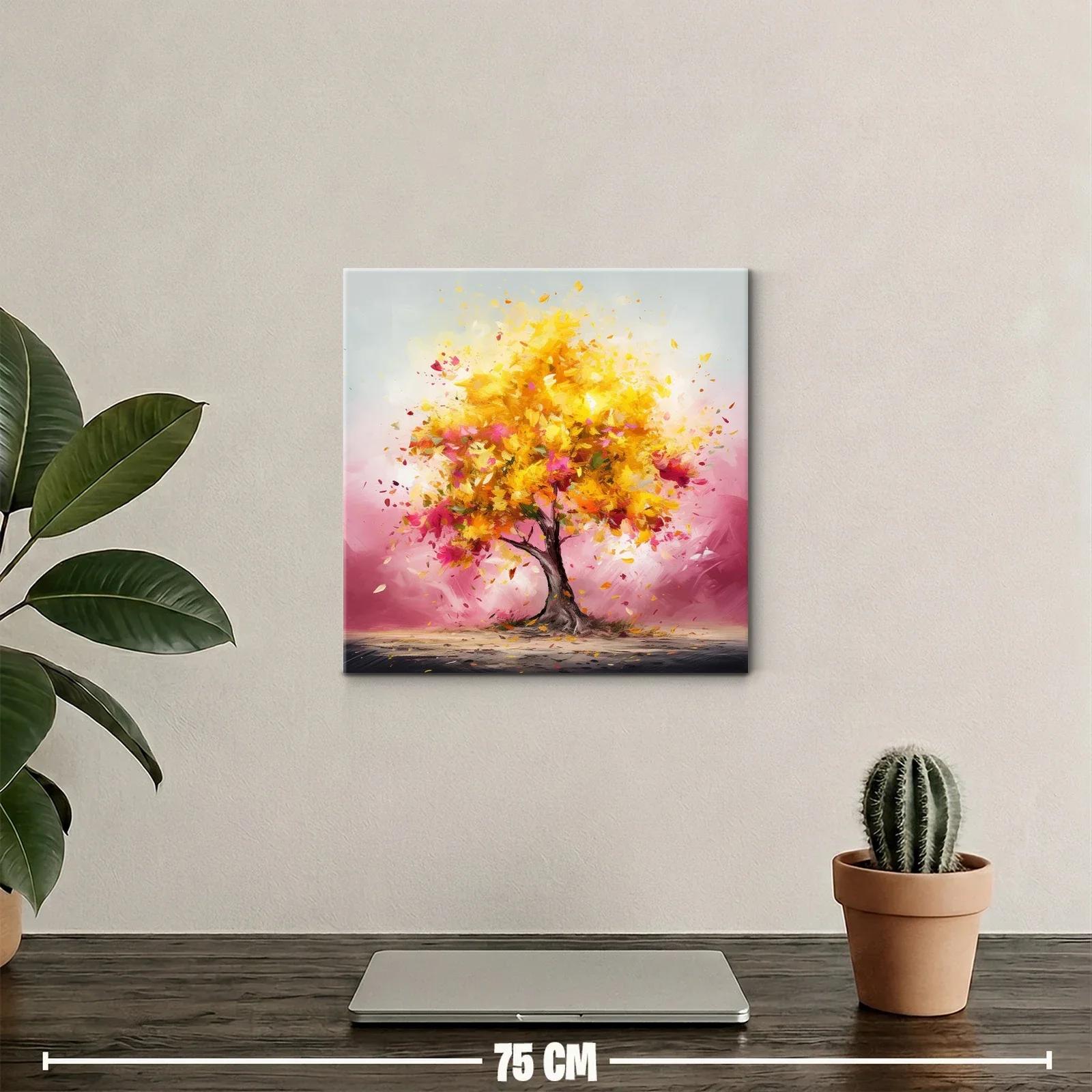 Árbol vibrante con hojas doradas y rosas en movimiento — miniatura 2