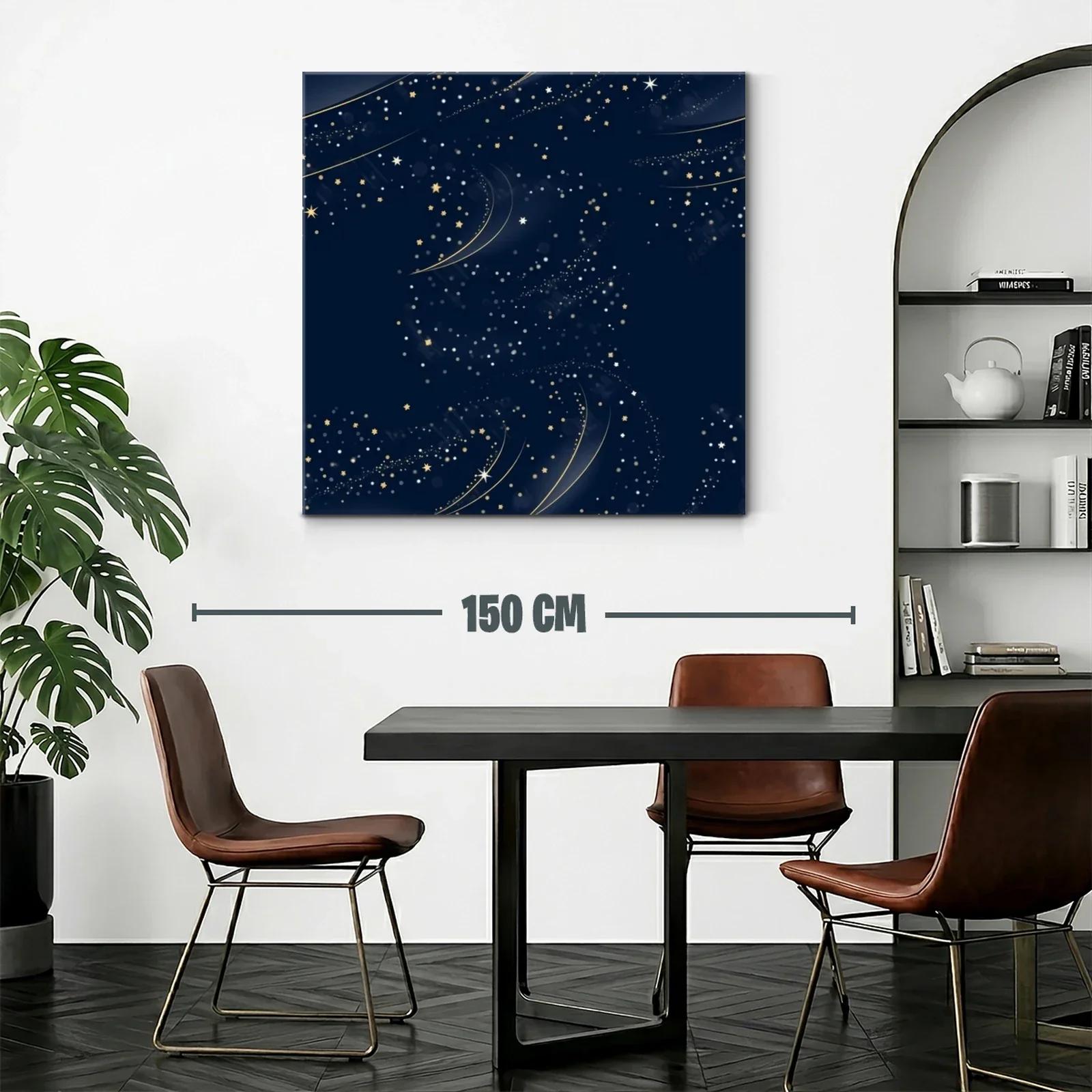 Cuadro galaxia estrellada con tonos azul y dorado — miniatura 2