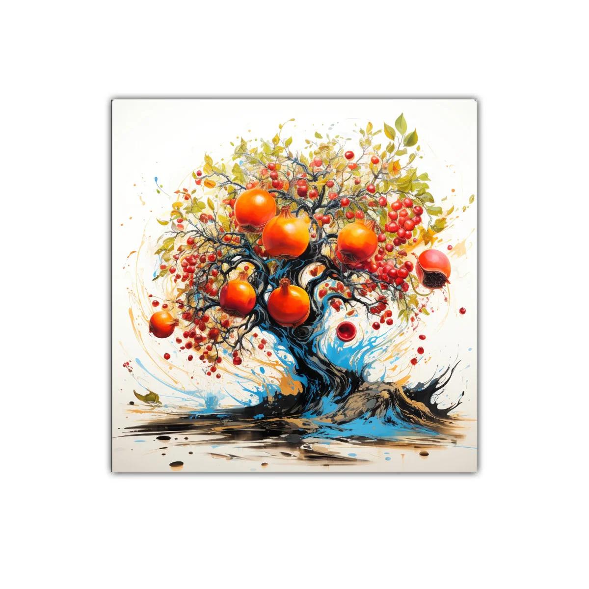 Cuadro decorativo con árbol frutal de granadas vibrantes — imagen principal