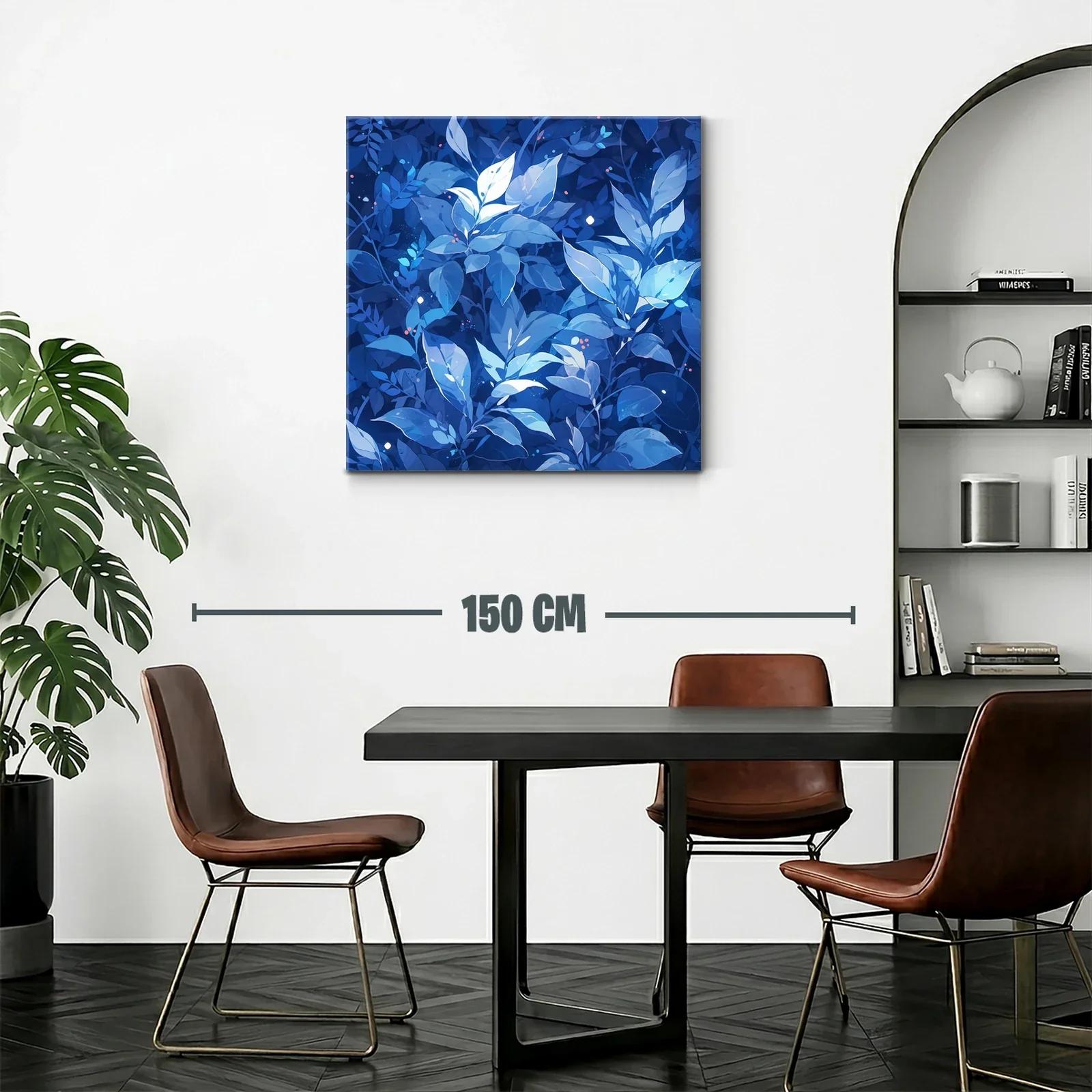 Hoja azul brillante sobre fondo oscuro con detalles luminosos — miniatura 2