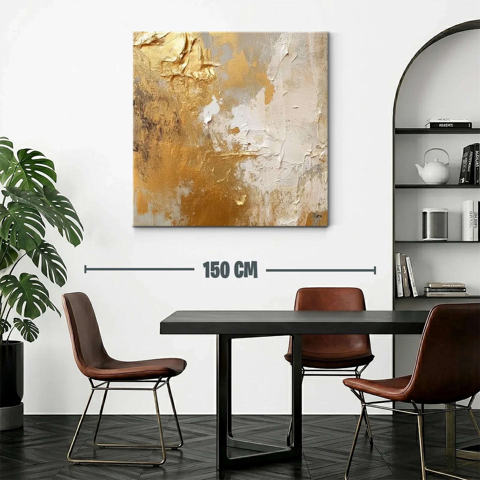 Composición abstracta en tonos dorados y beige — miniatura 2