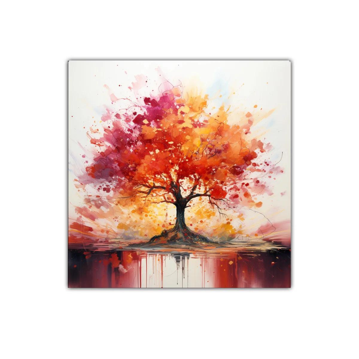 Árbol vibrante con colores cálidos y toques de rojo — imagen principal