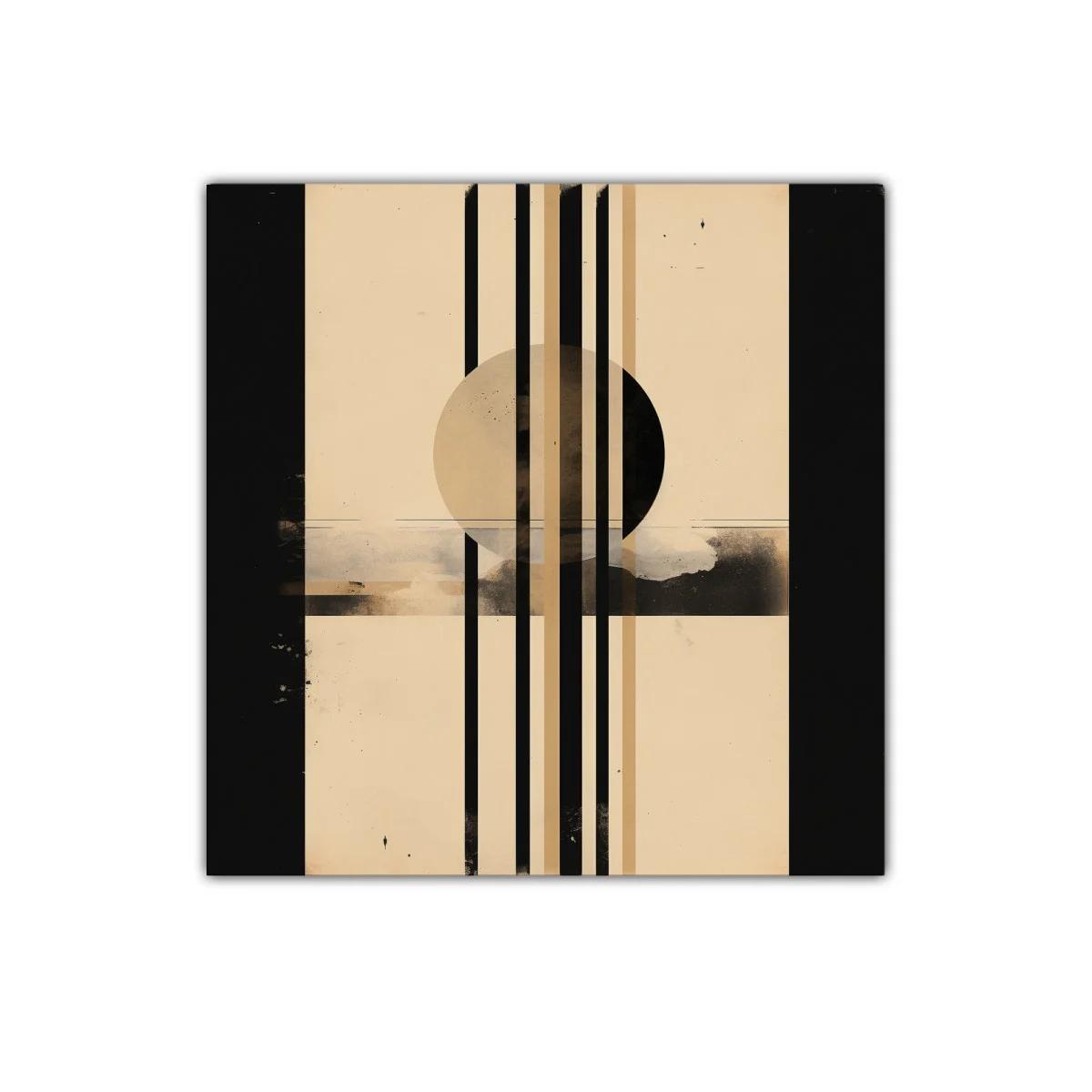 Composición geométrica contemporánea en tonos neutros y negro