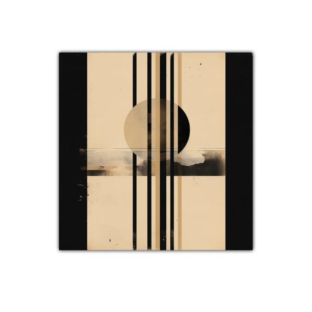 Composición geométrica contemporánea en tonos neutros y negro