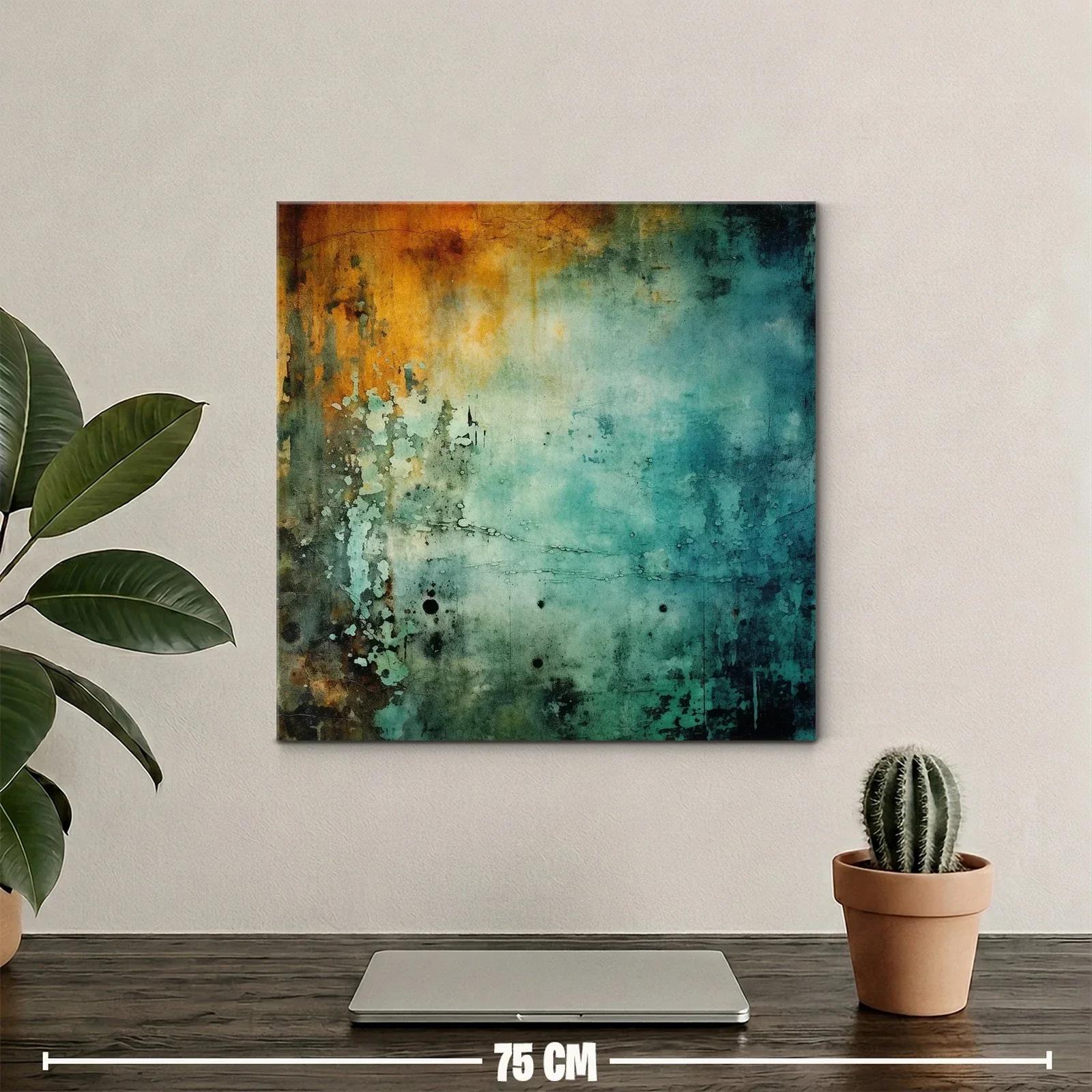 Cuadro abstracto con texturas y tonos cálidos y fríos — miniatura 2