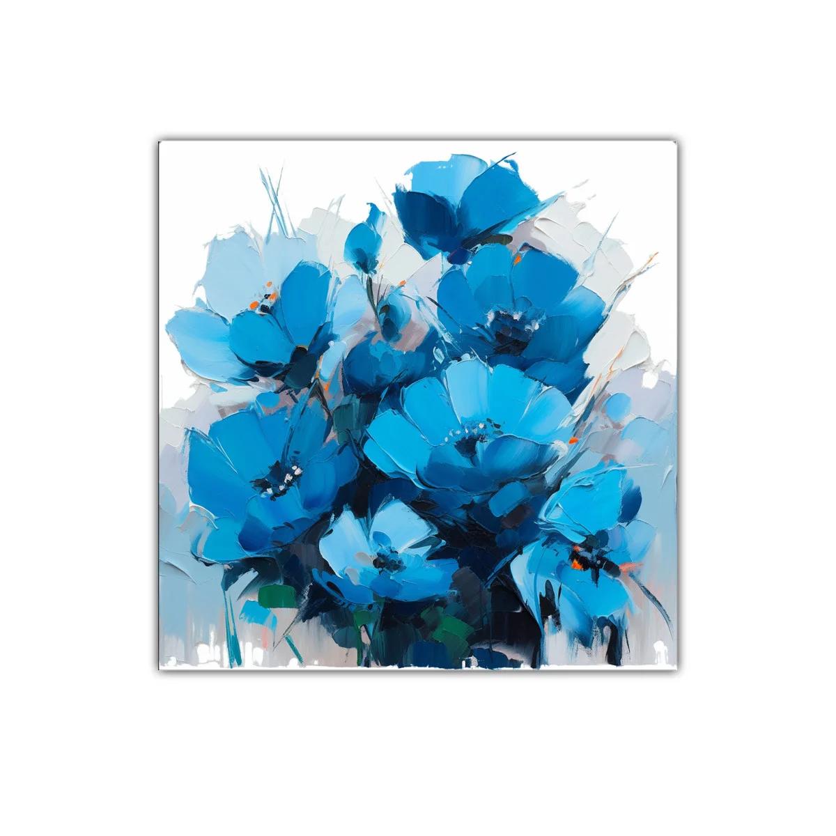 Cuadro decorativo con vibrantes flores azules intensas — imagen principal