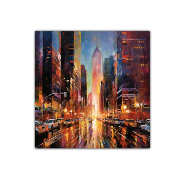 Atardecer urbanita con reflejos intensos y vibrantes