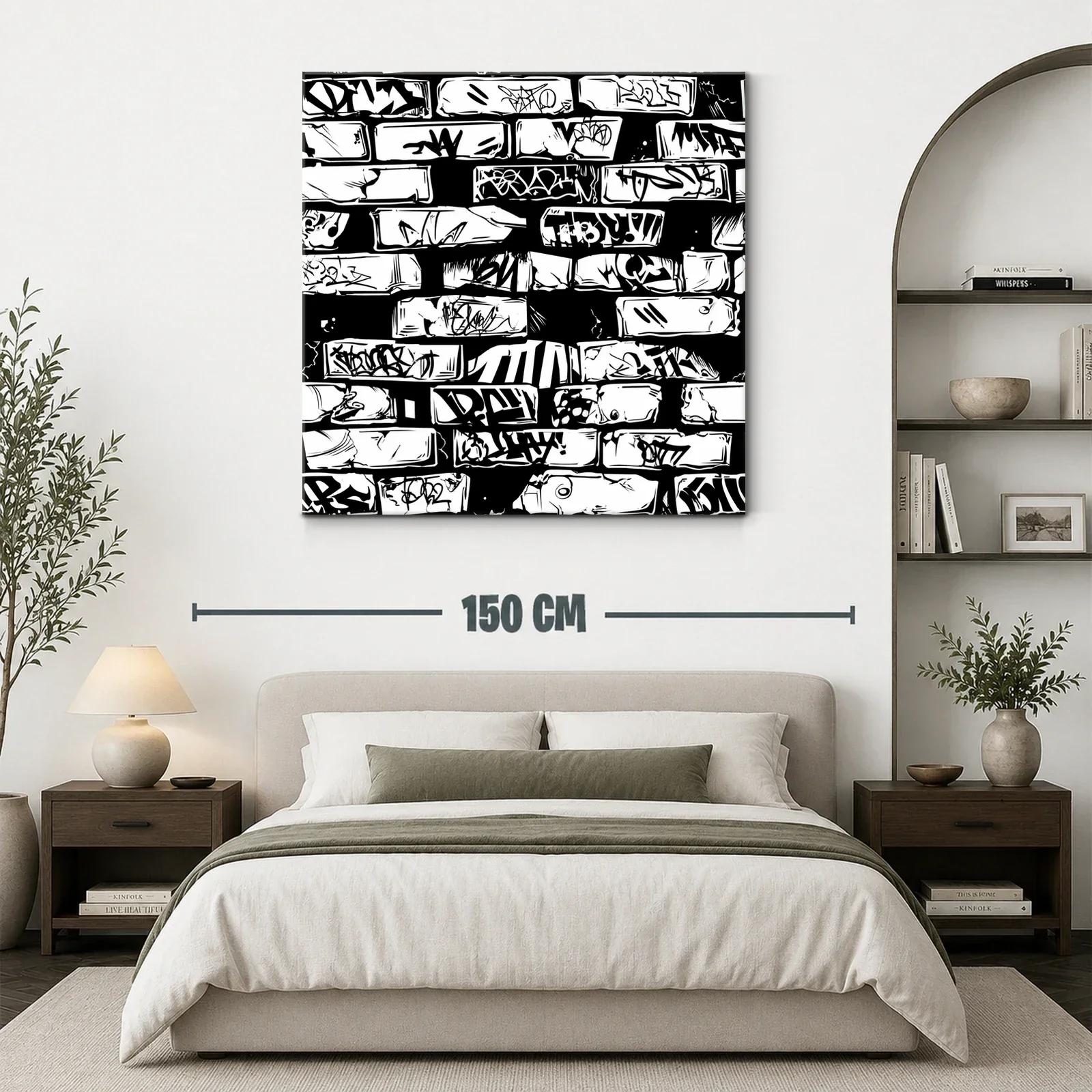Arte urbano con grafitis en patrón monocromo moderno — miniatura 3