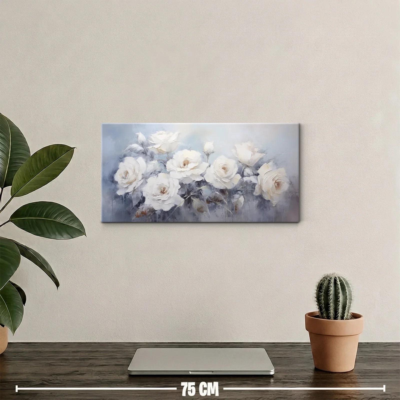 Cuadro rosas blancas con centros crema y acabado difuminado — miniatura 2