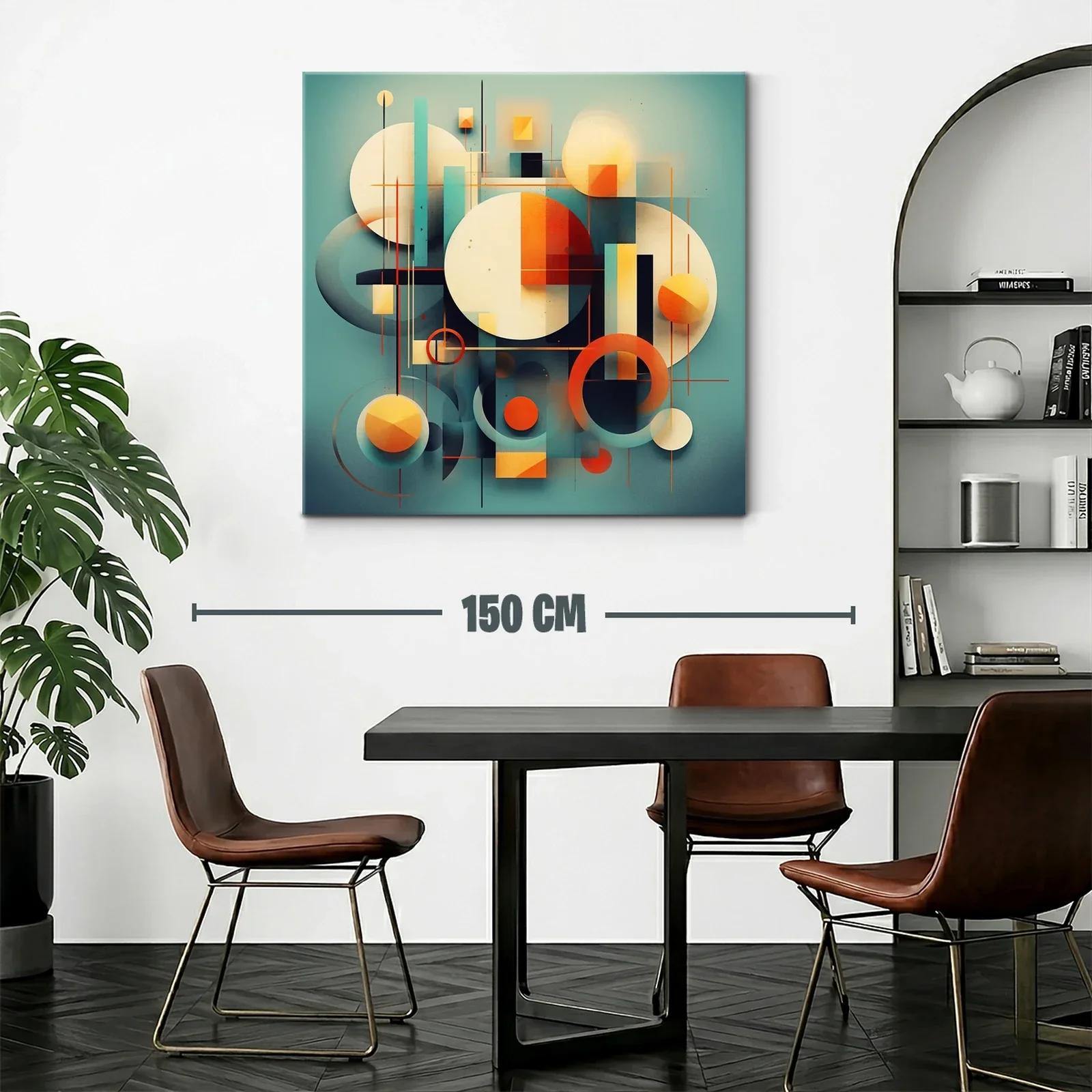 Composición abstracta con círculos y líneas en tonos cálidos y fríos — miniatura 2