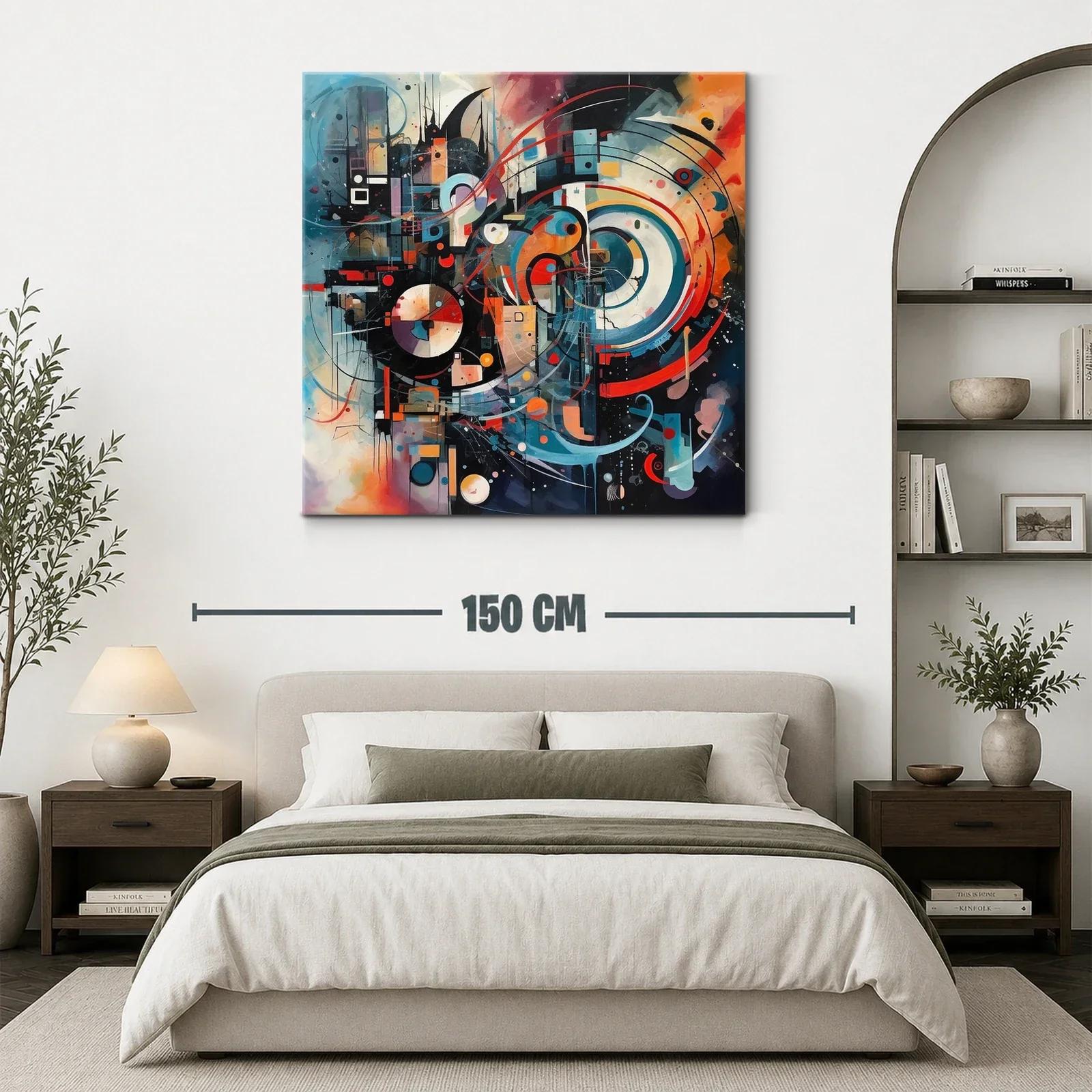 Cuadro abstracto con formas circulares y dinámicas — miniatura 3