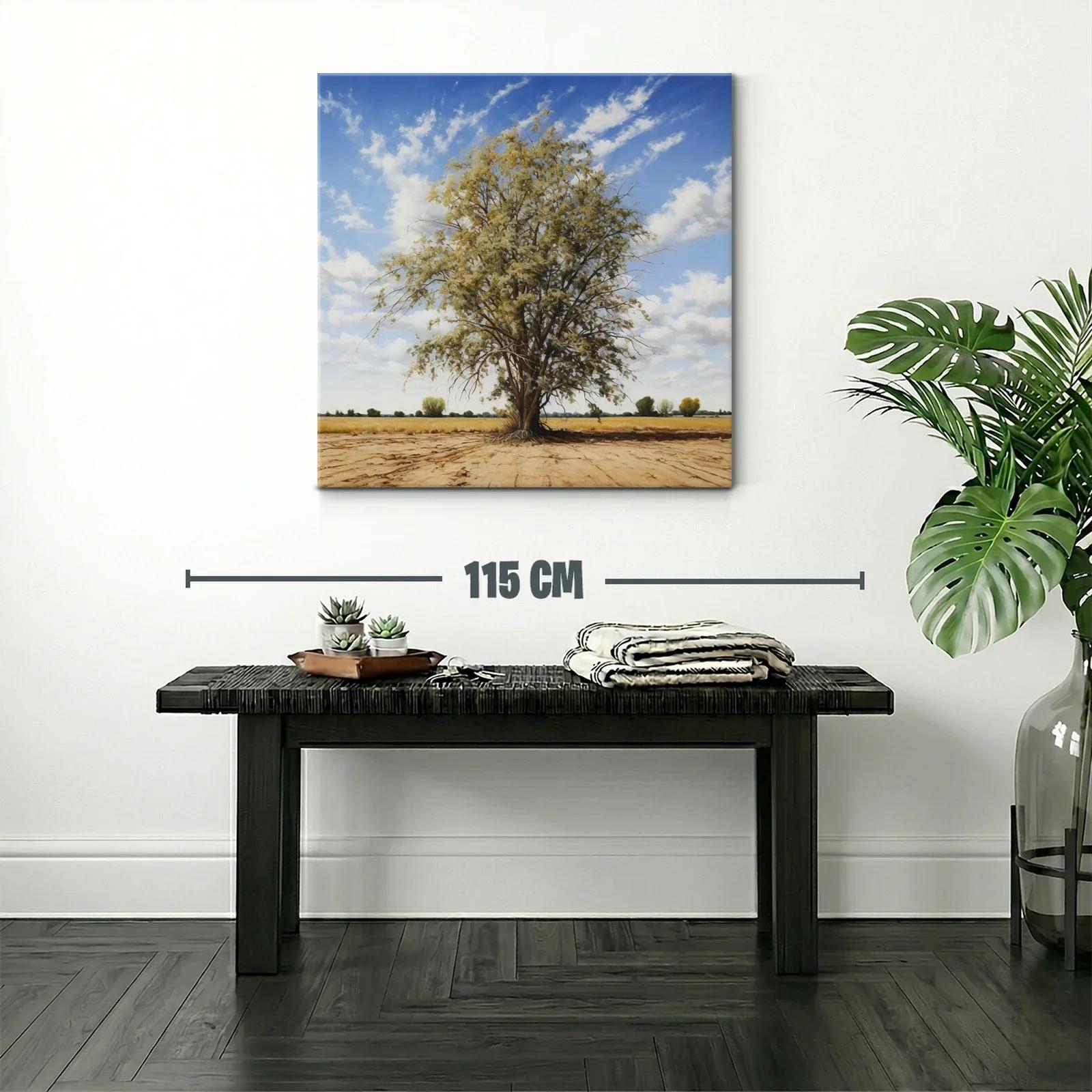 Árbol solitario en paisaje de campo bajo cielo azul — miniatura 2