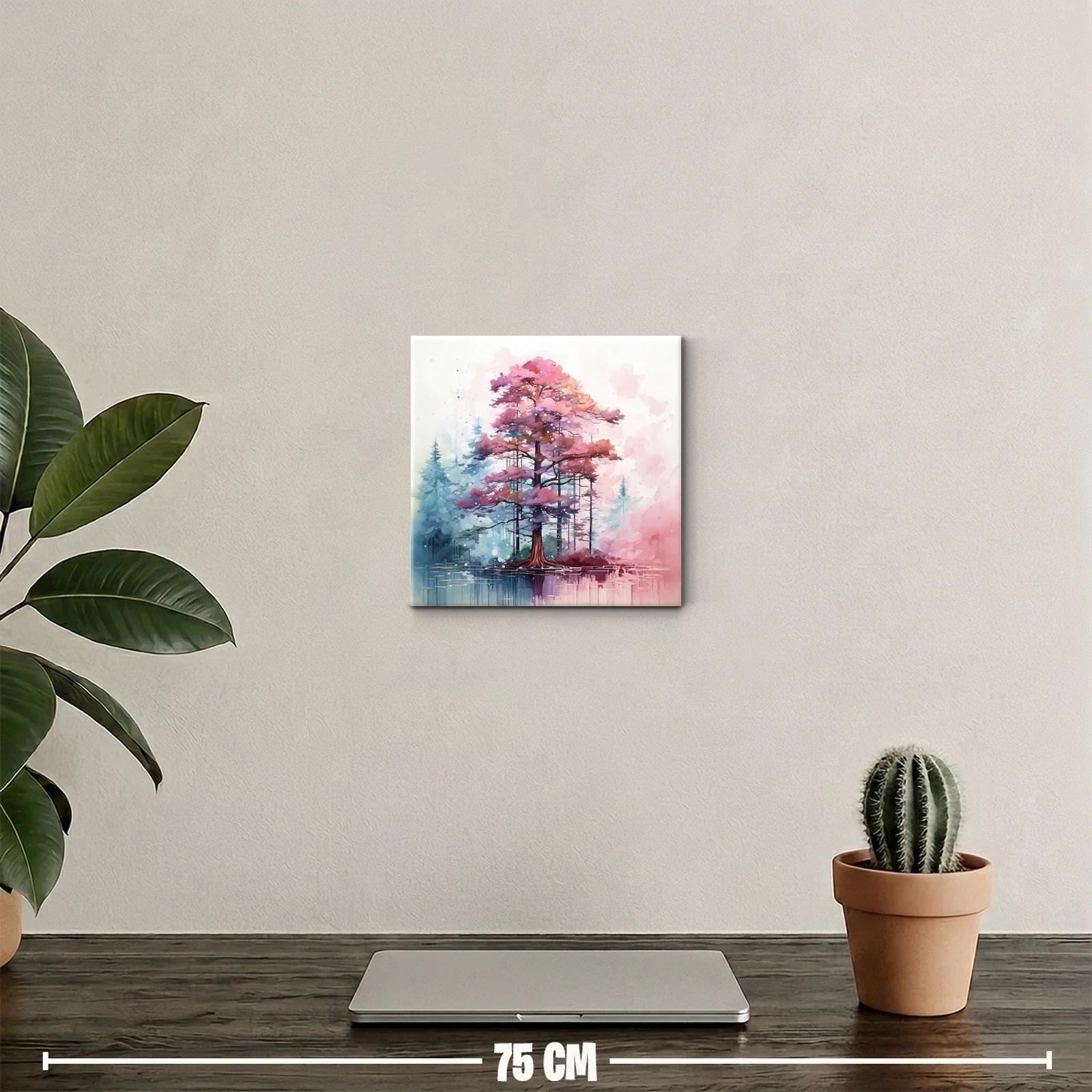 Árbol en tonos rosas y azules con reflejo en agua — miniatura 2