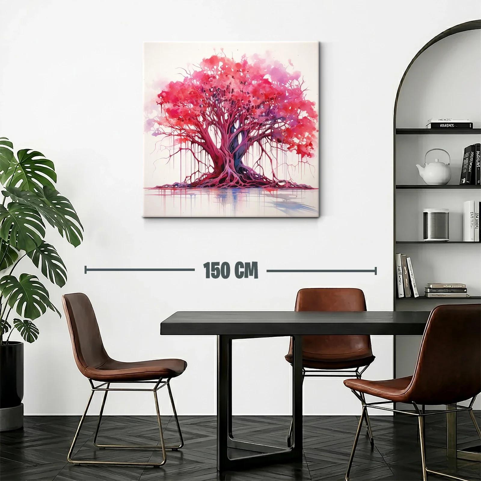 Árbol vibrante con tonos rojos y morados en composición fluida — miniatura 2