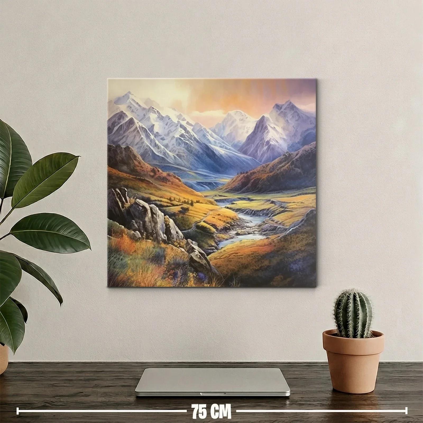 Paisaje de montaña con río en tonos otoñales y cielo al atardecer — miniatura 2