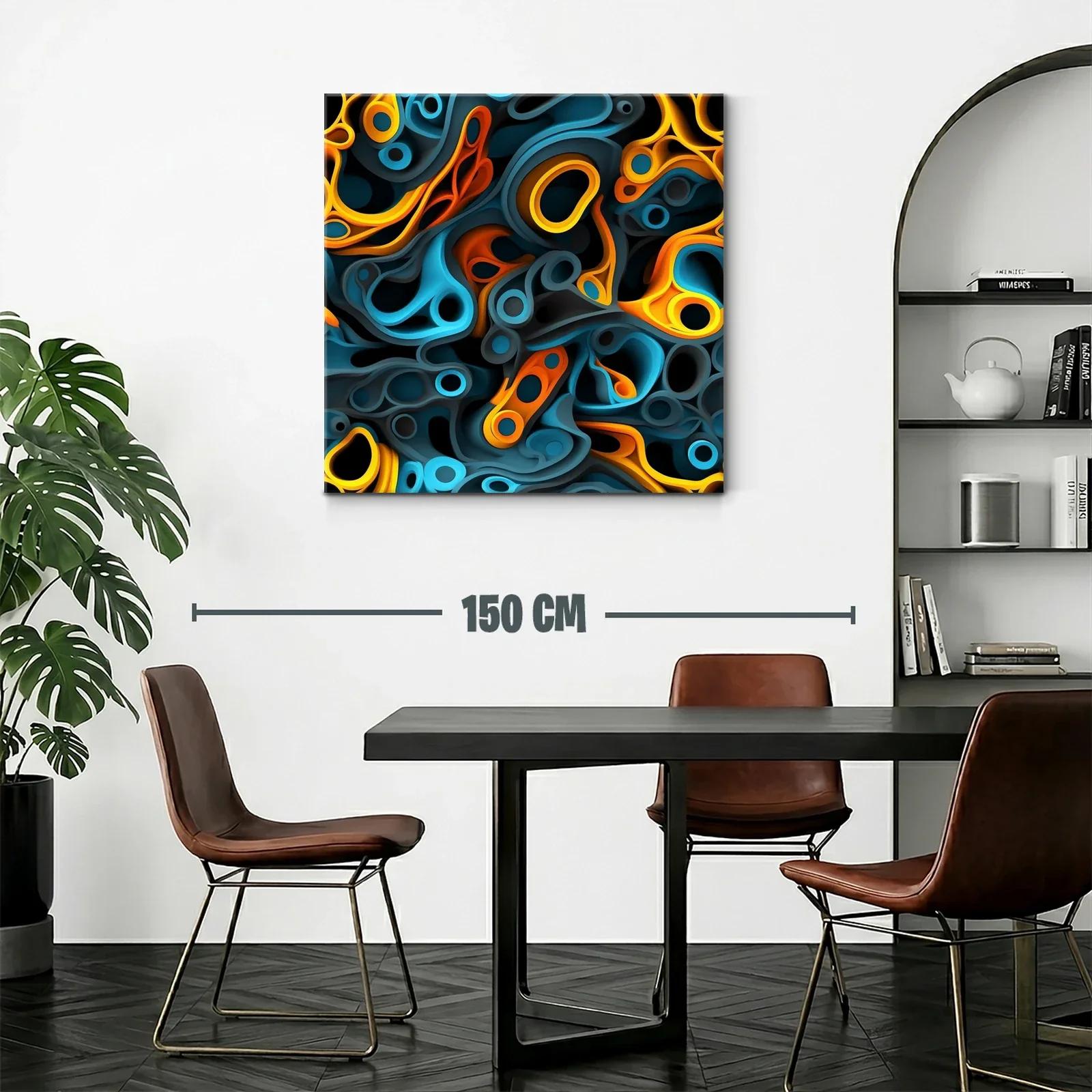 Composición abstracta en tonos cálidos y fríos vibrantes — miniatura 2