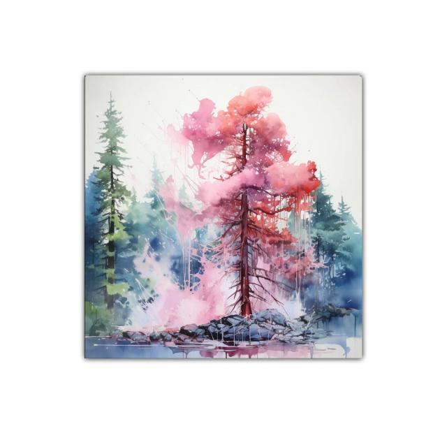 Árbol en explosión de colores vibrantes y naturaleza serena