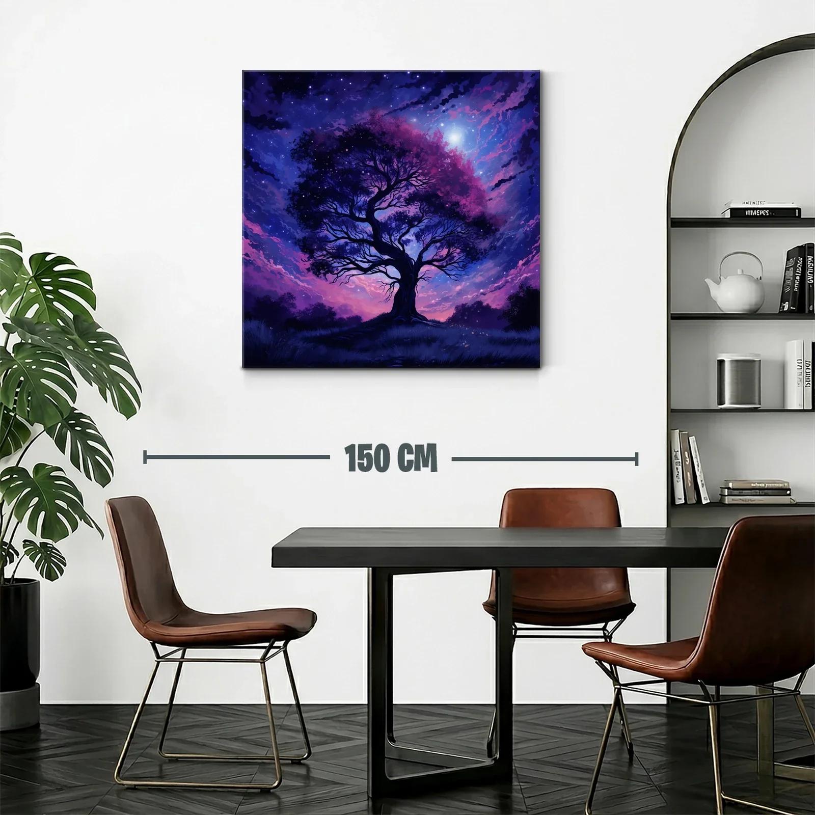 Árbol nocturno con cielo estrellado en tonos morados — miniatura 2