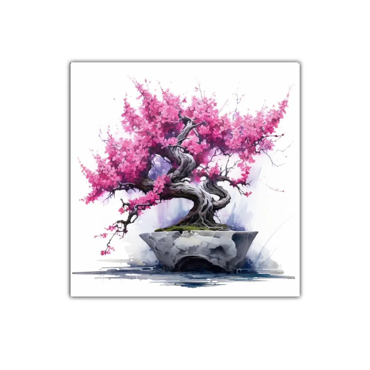 Árbol bonsái con flores rosas vibrantes — imagen principal