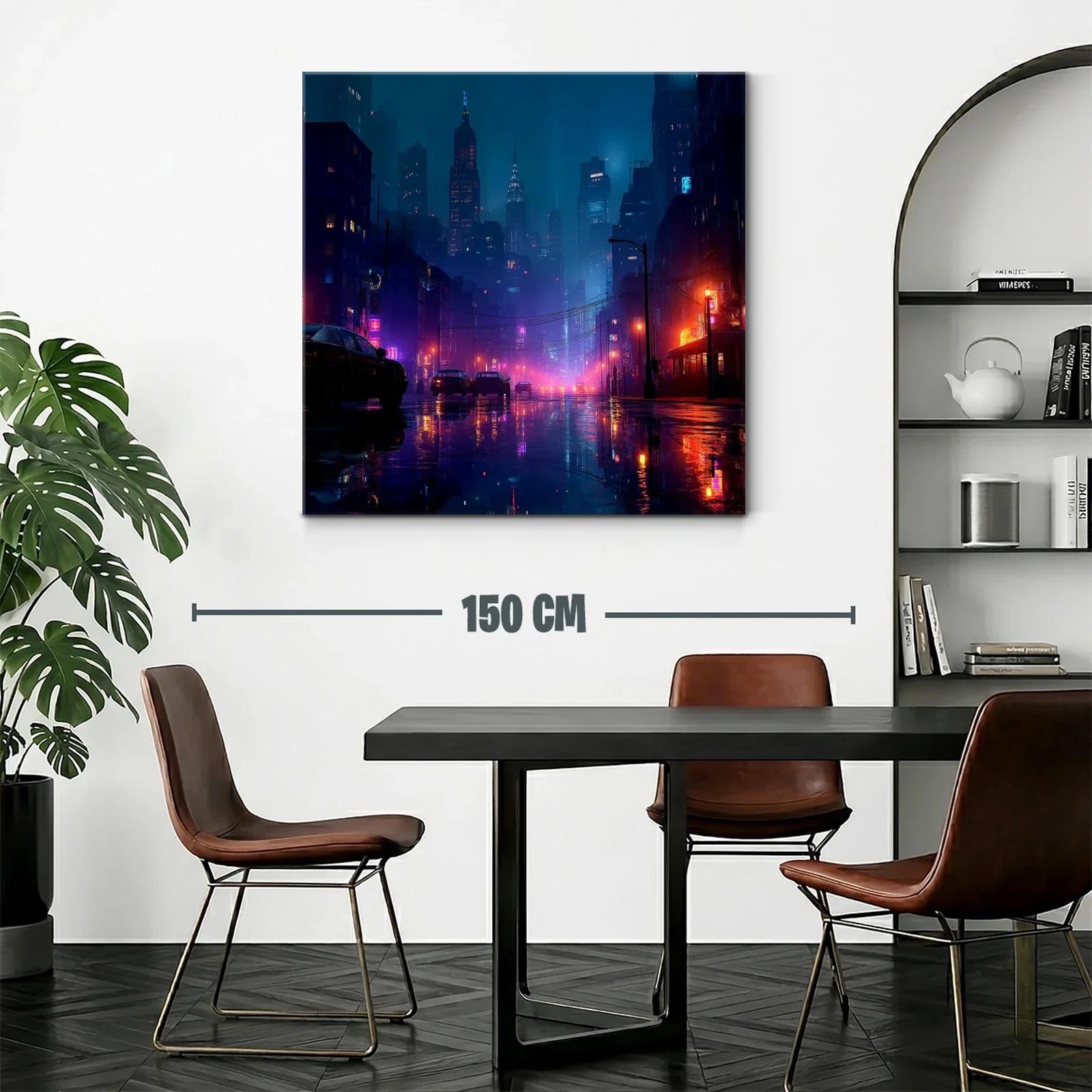 Paisaje urbano nocturno con luces de neón vibrantes — miniatura 2