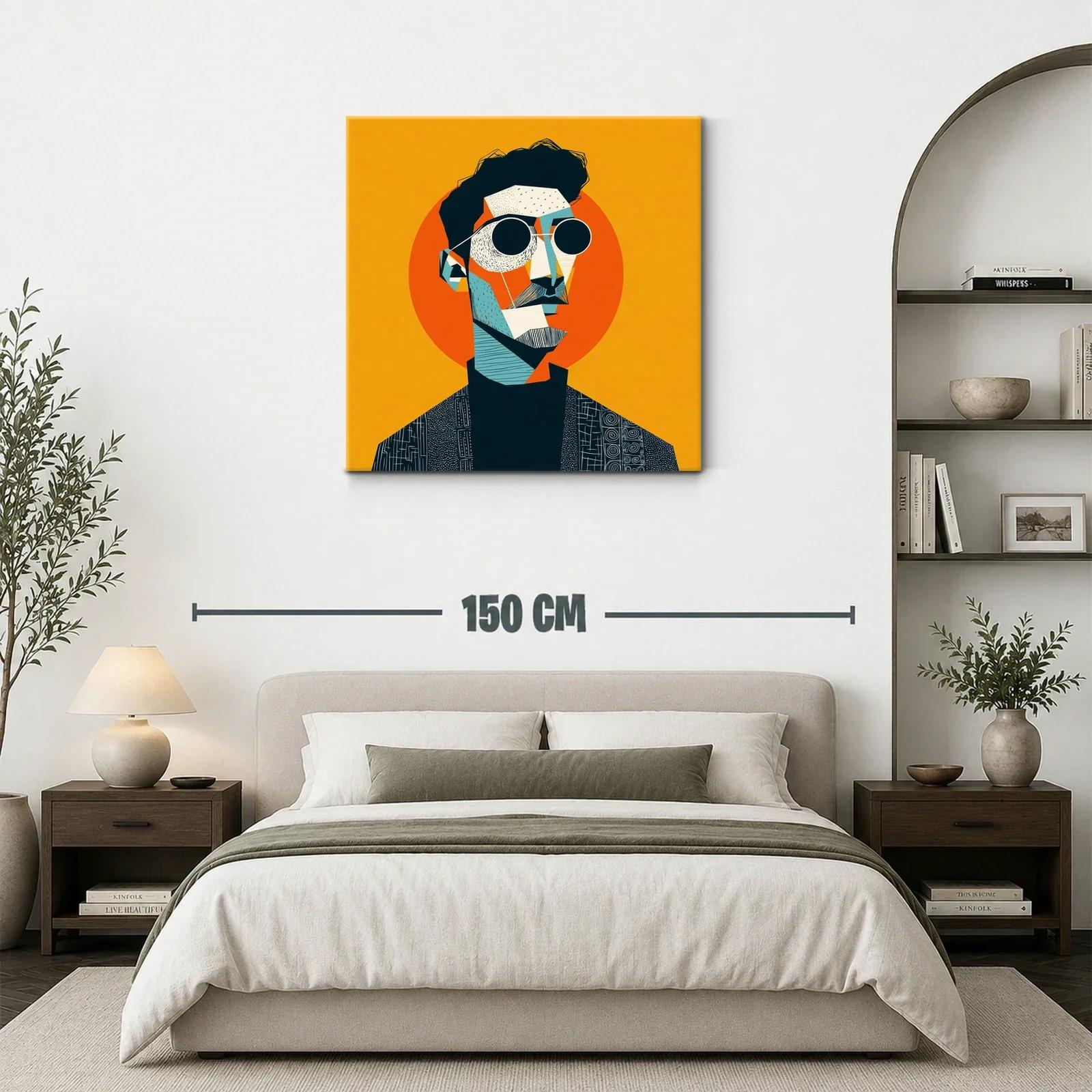 Retrato contemporáneo con toques geométricos y vibrantes — miniatura 3
