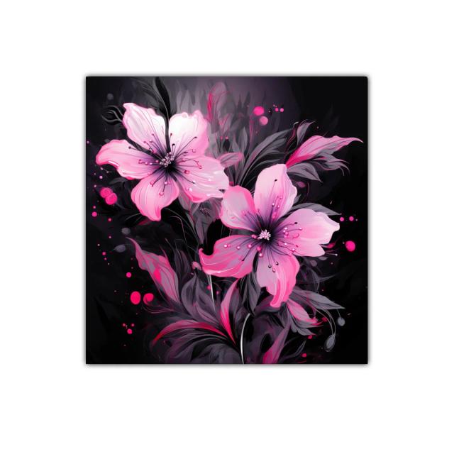 Elegancia floral en tonos rosa sobre fondo oscuro