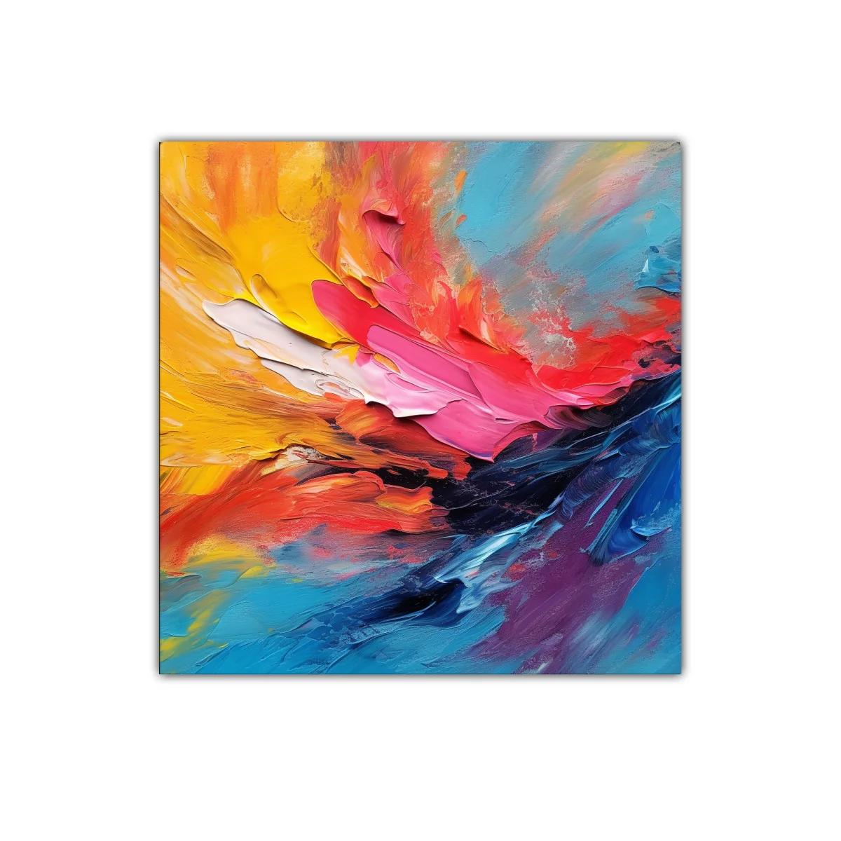 Cuadro abstracto con explosión de colores vivos y textura dinámica — imagen principal