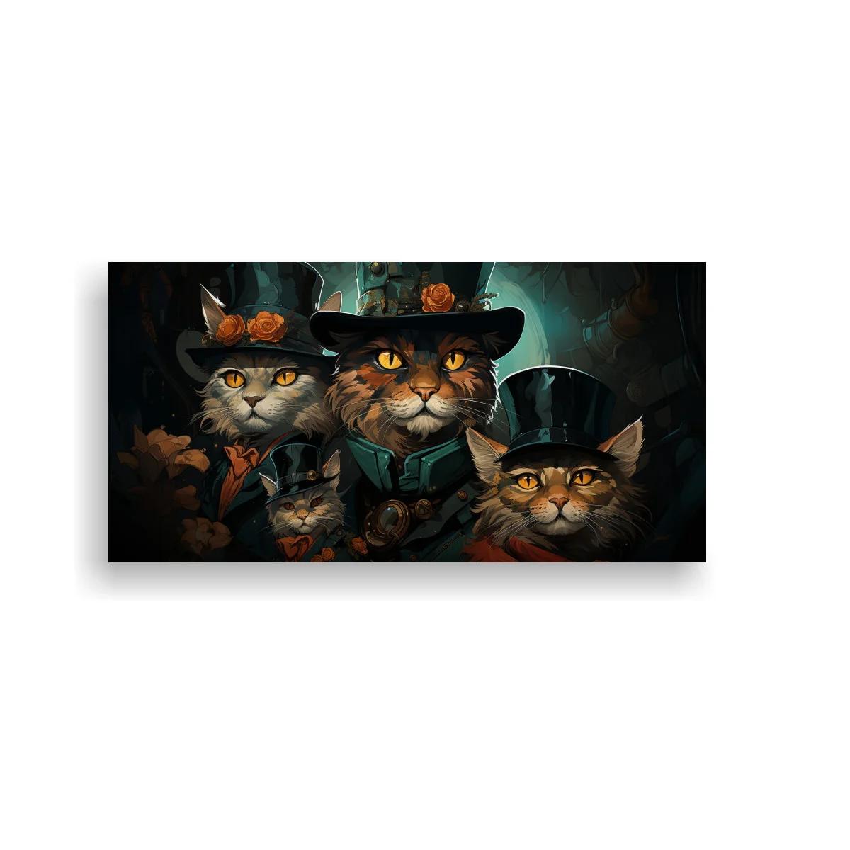 Cuadro gatos con sombrero de copa y capas