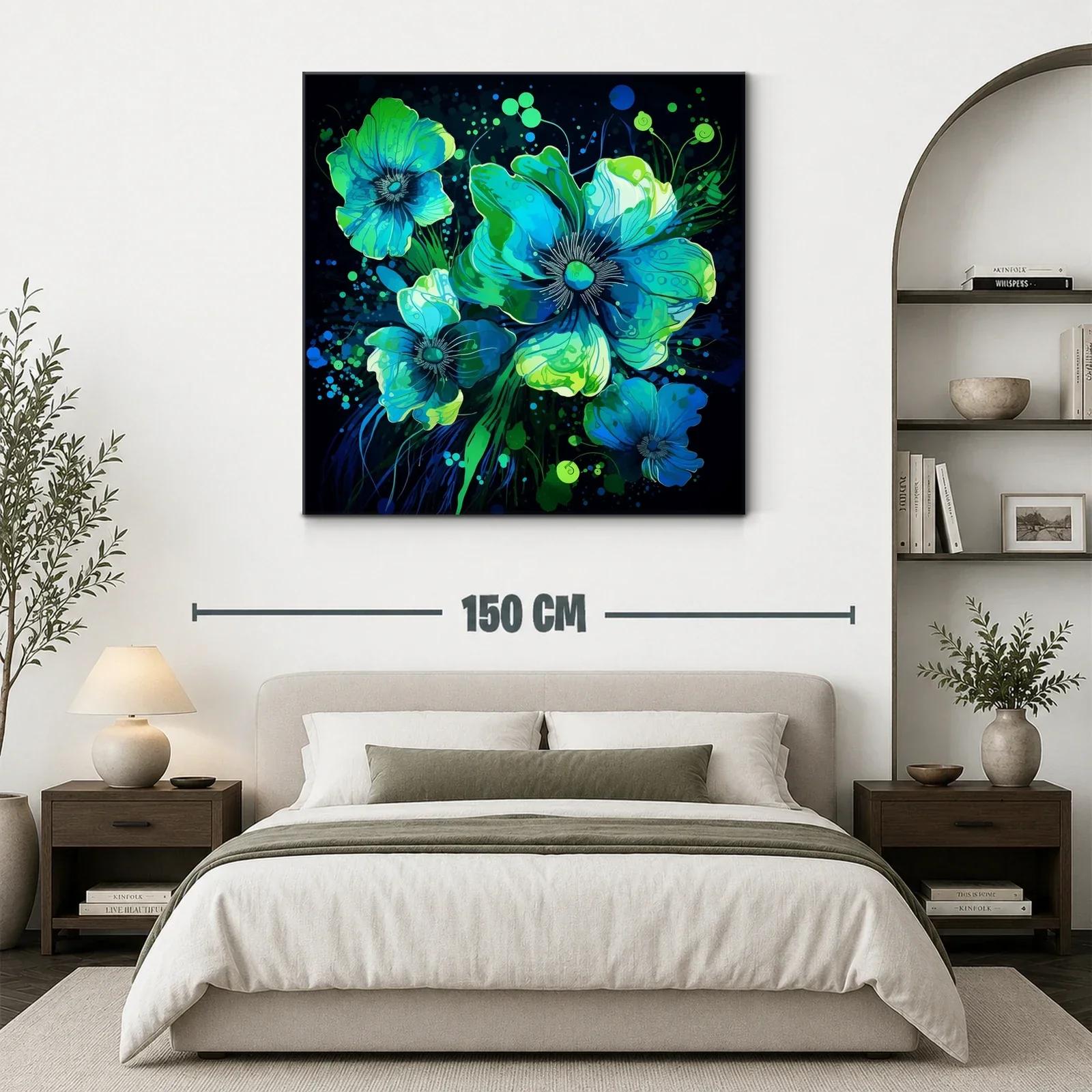 Flores vibrantes en tonos azules y verdes intensos — miniatura 3
