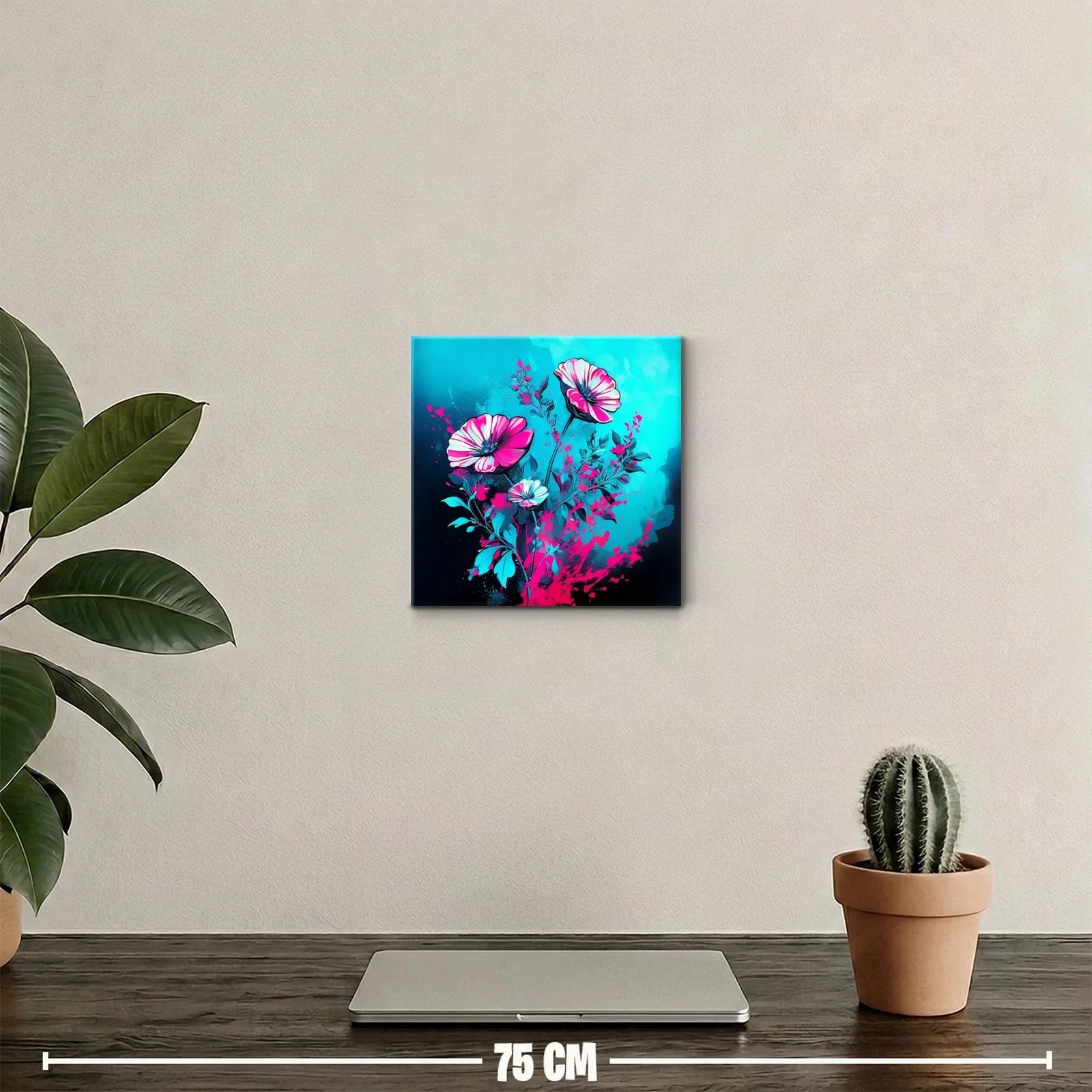 Cuadro decorativo con flores vibrantes y contraste impactante — miniatura 2