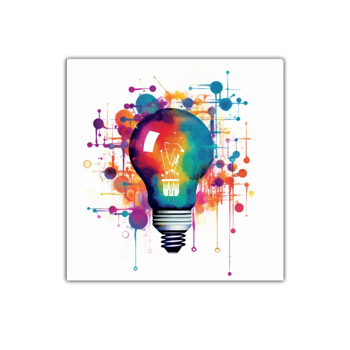 Cuadro decoración bombilla llena de color y energía creativa
