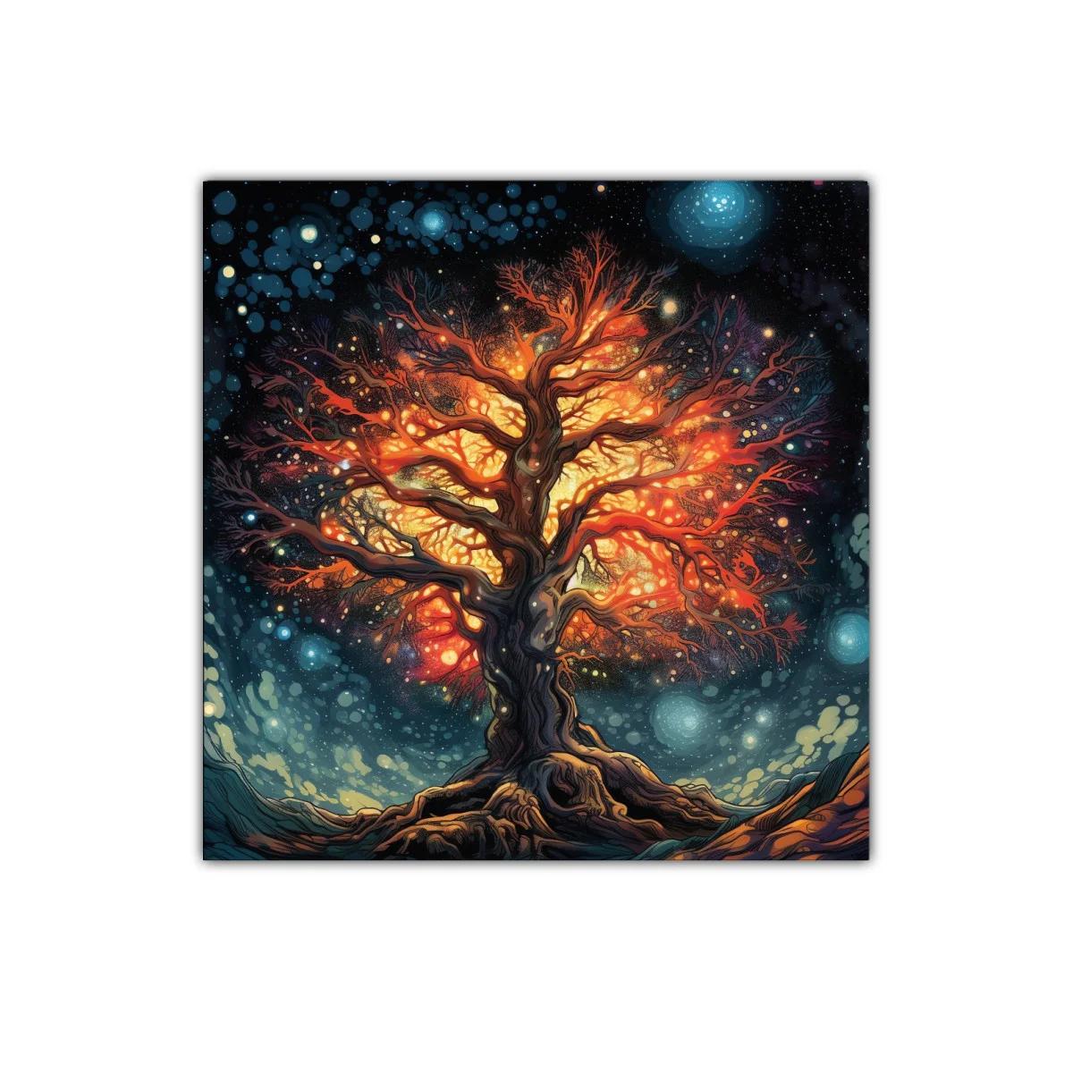 Árbol de luz en noche estrellada vibrante y mágica — imagen principal