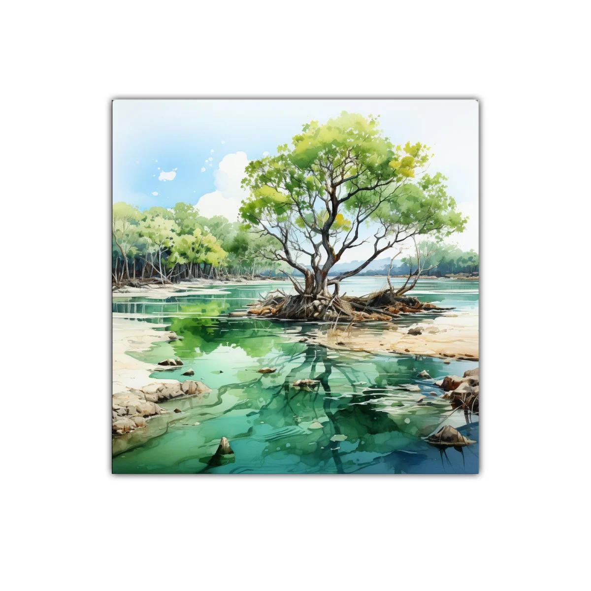 Serena escena natural con árbol y reflejos en lago tranquilo — imagen principal