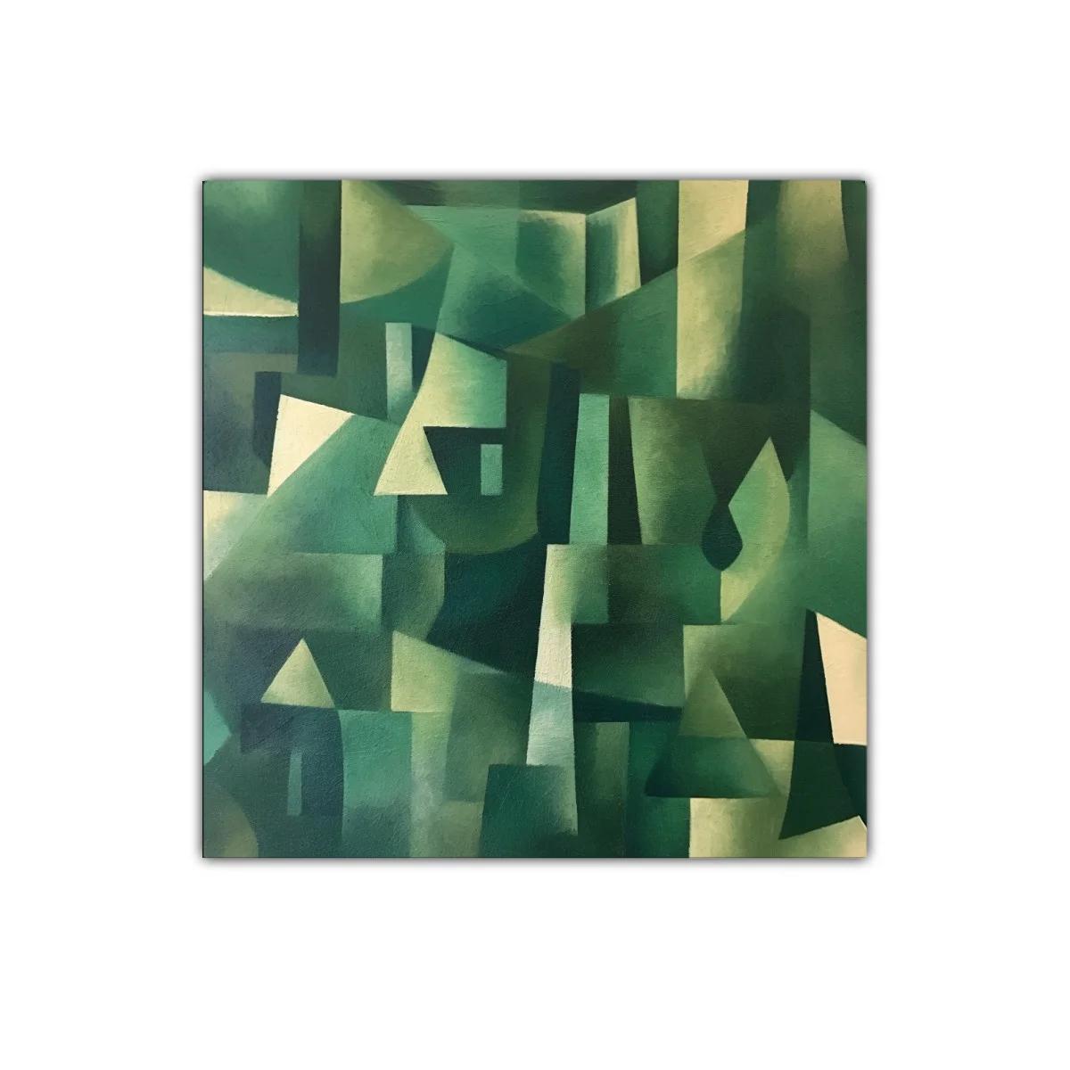 Composición abstracta con tonos verdes y formas geométricas — imagen principal