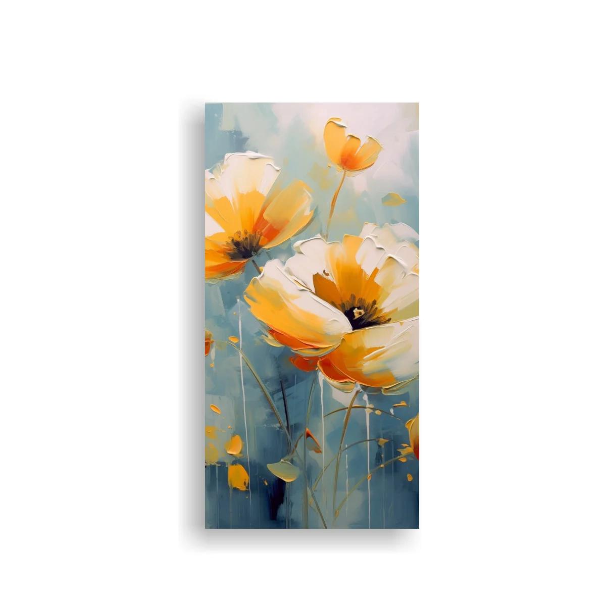 Cuadro amapolas blancas y doradas con capullo elevado — imagen principal
