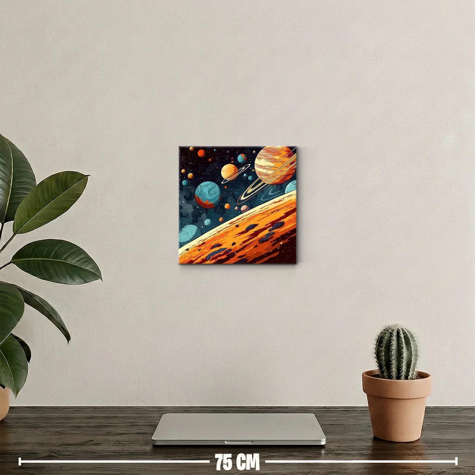 Galaxia vibrante y colorida con planetas y anillos — miniatura 2