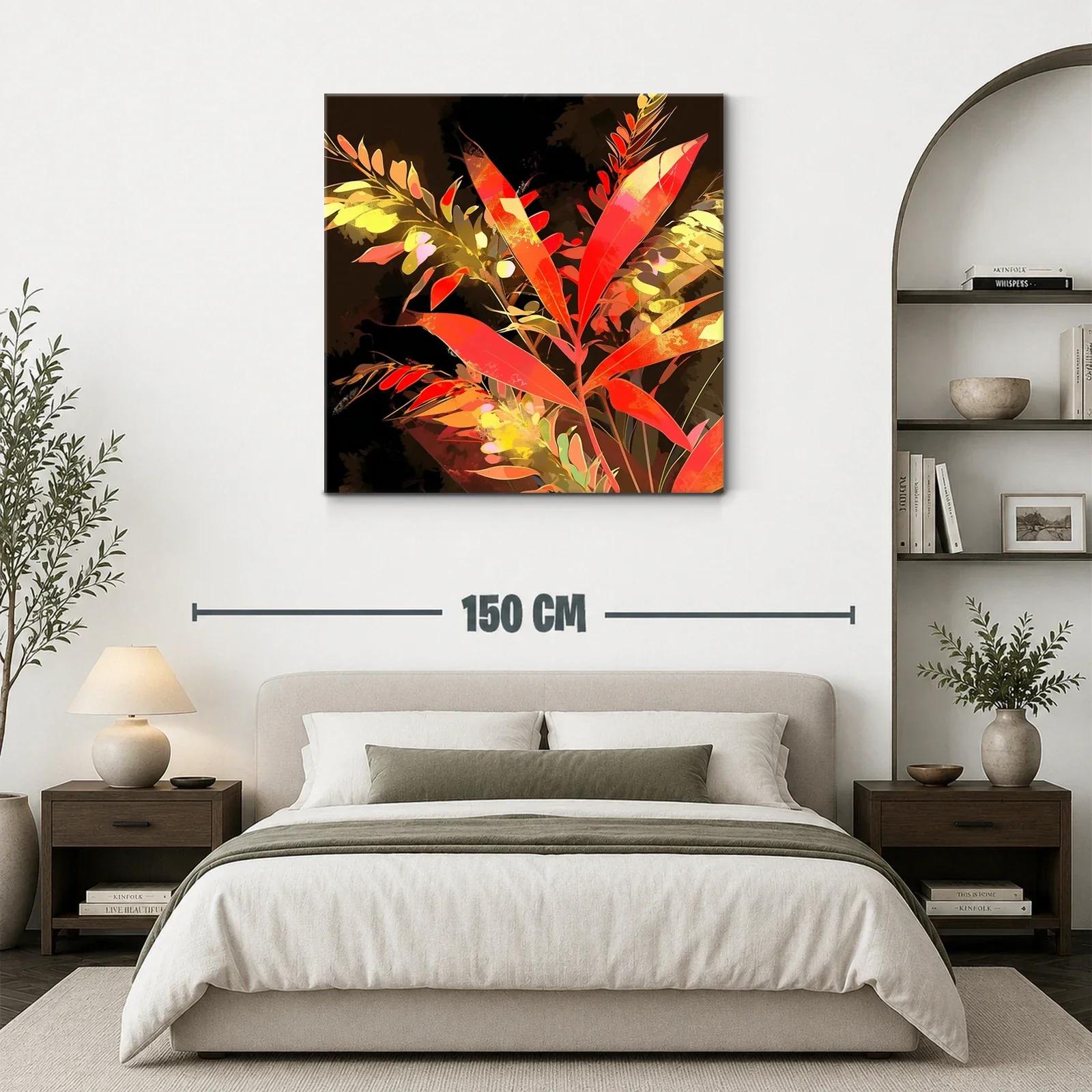 Composición floral vibrante con hojas en tonos rojos y amarillos — miniatura 3