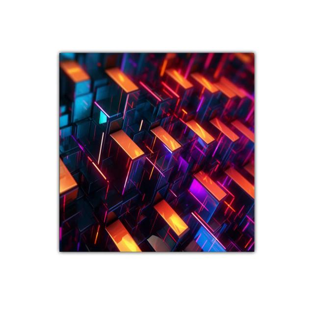 Composición geométrica vibrante en tonos neón y oscuros