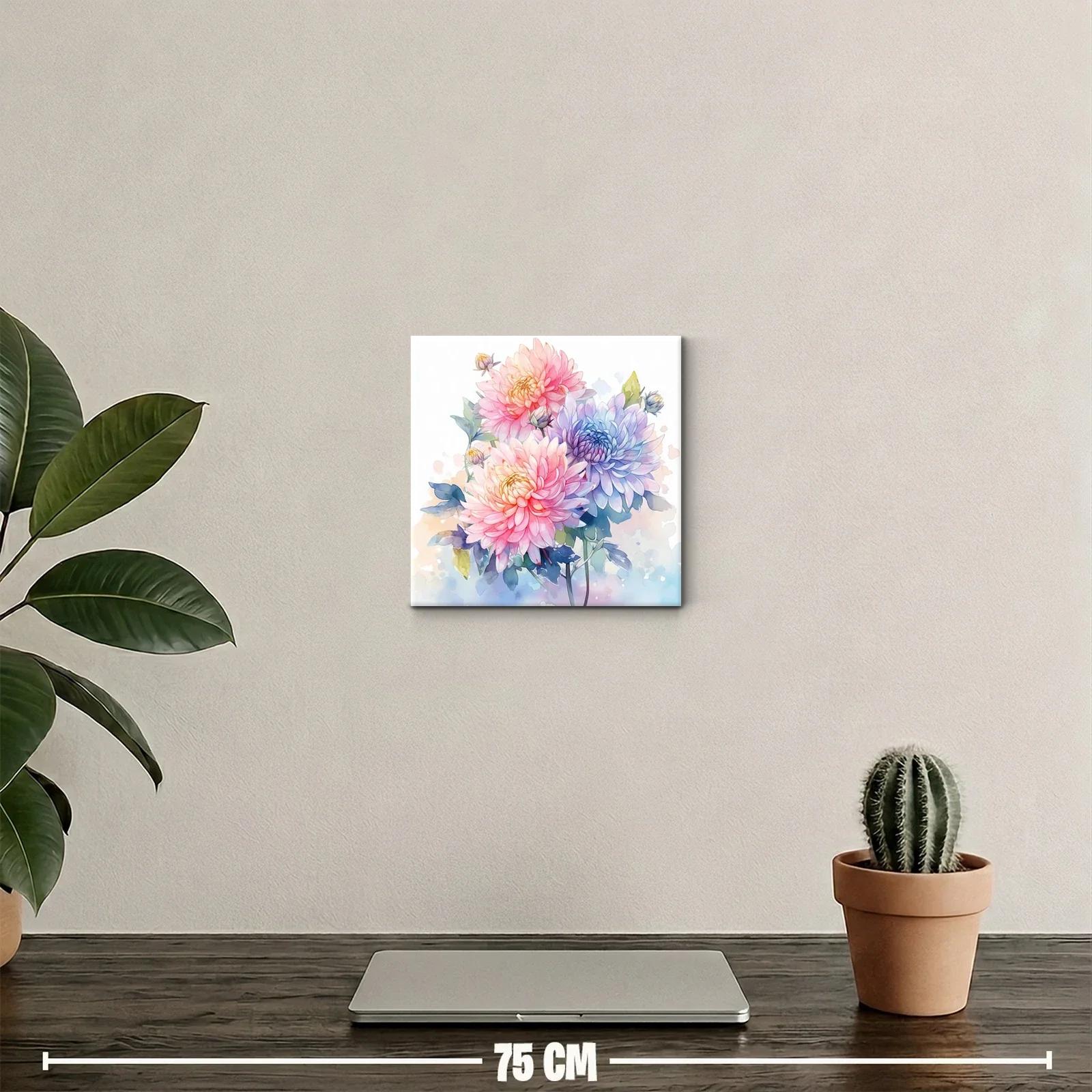 Cuadro decorativo con flores vibrantes en tonos pastel — miniatura 2