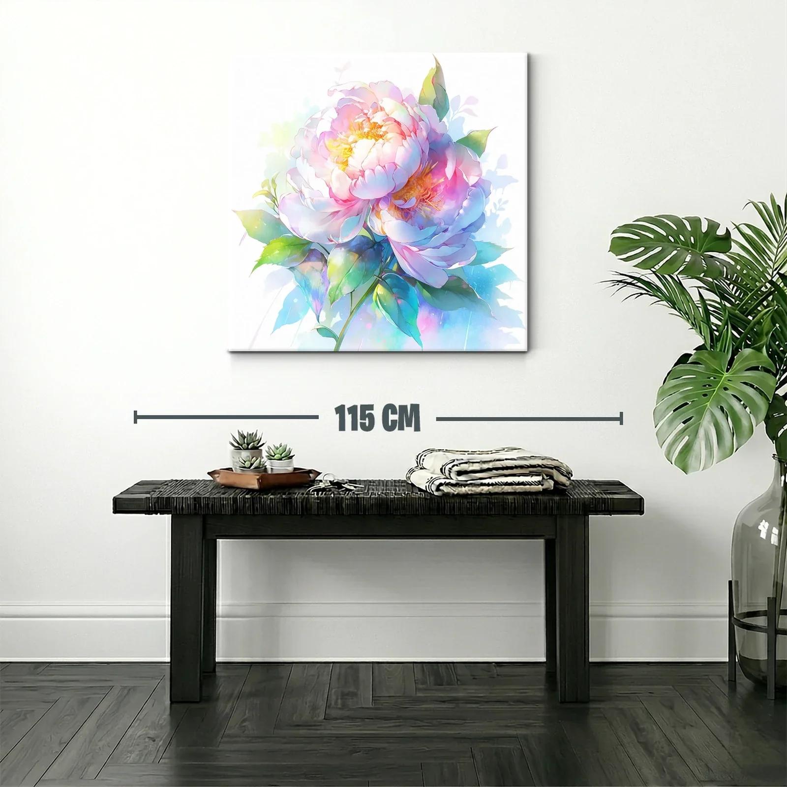 Cuadro floral con peonías en tonos suaves y vibrantes — miniatura 2