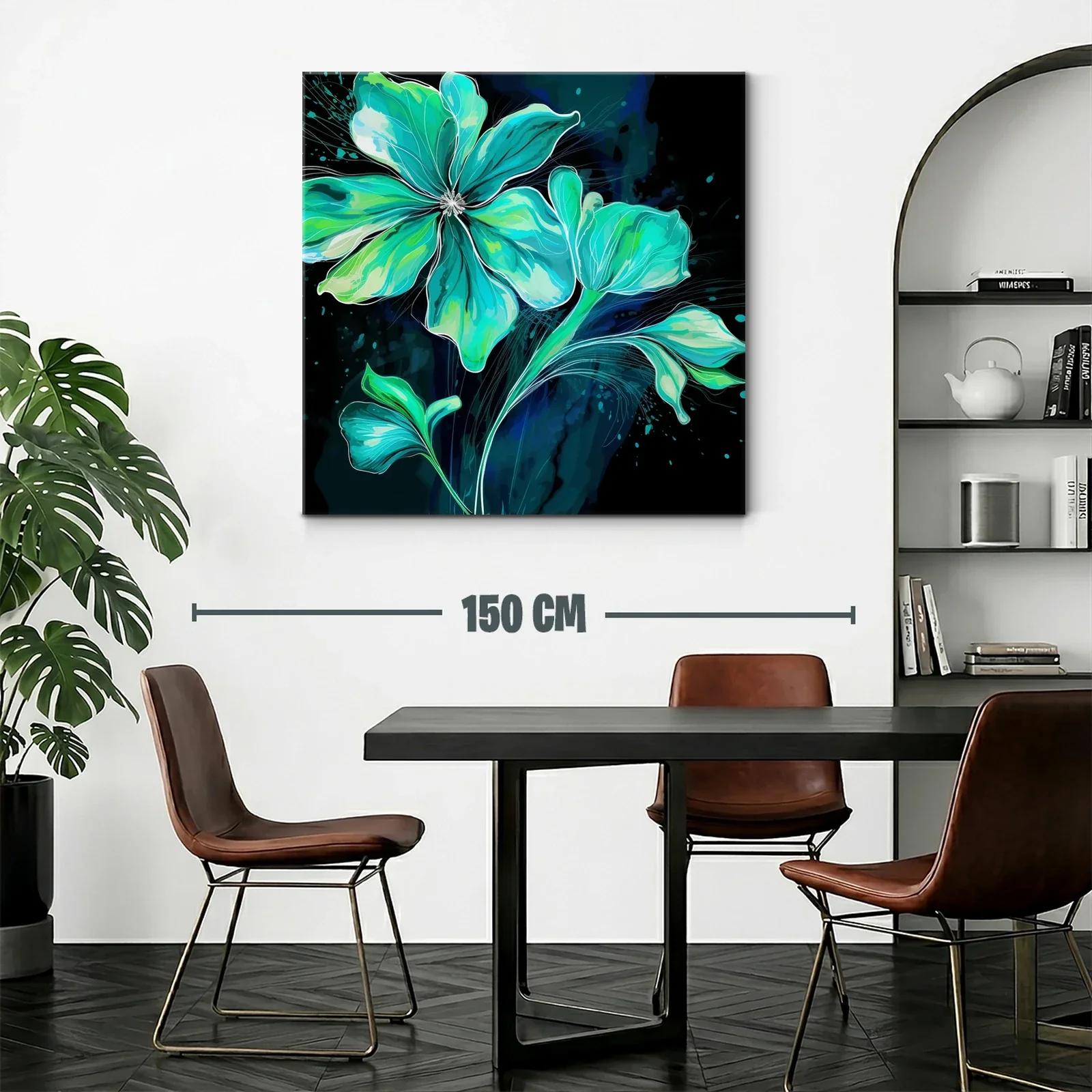Flor azul vibrante con detalles en verdes y negros — miniatura 2