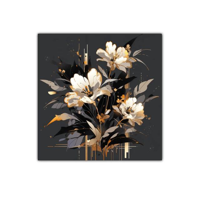 Elegancia florar en tonos dorados y negros sofisticados