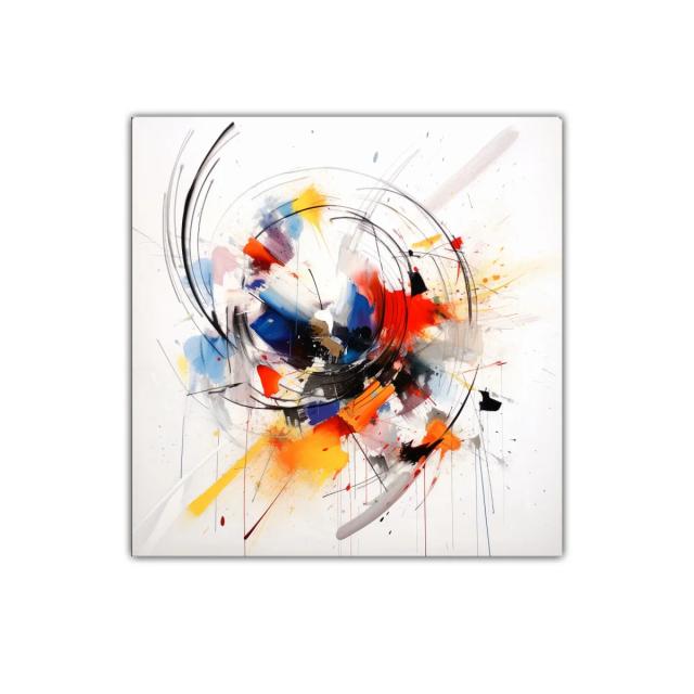 Cuadro abstracto con explosión de colores vibrantes y líneas dinámicas