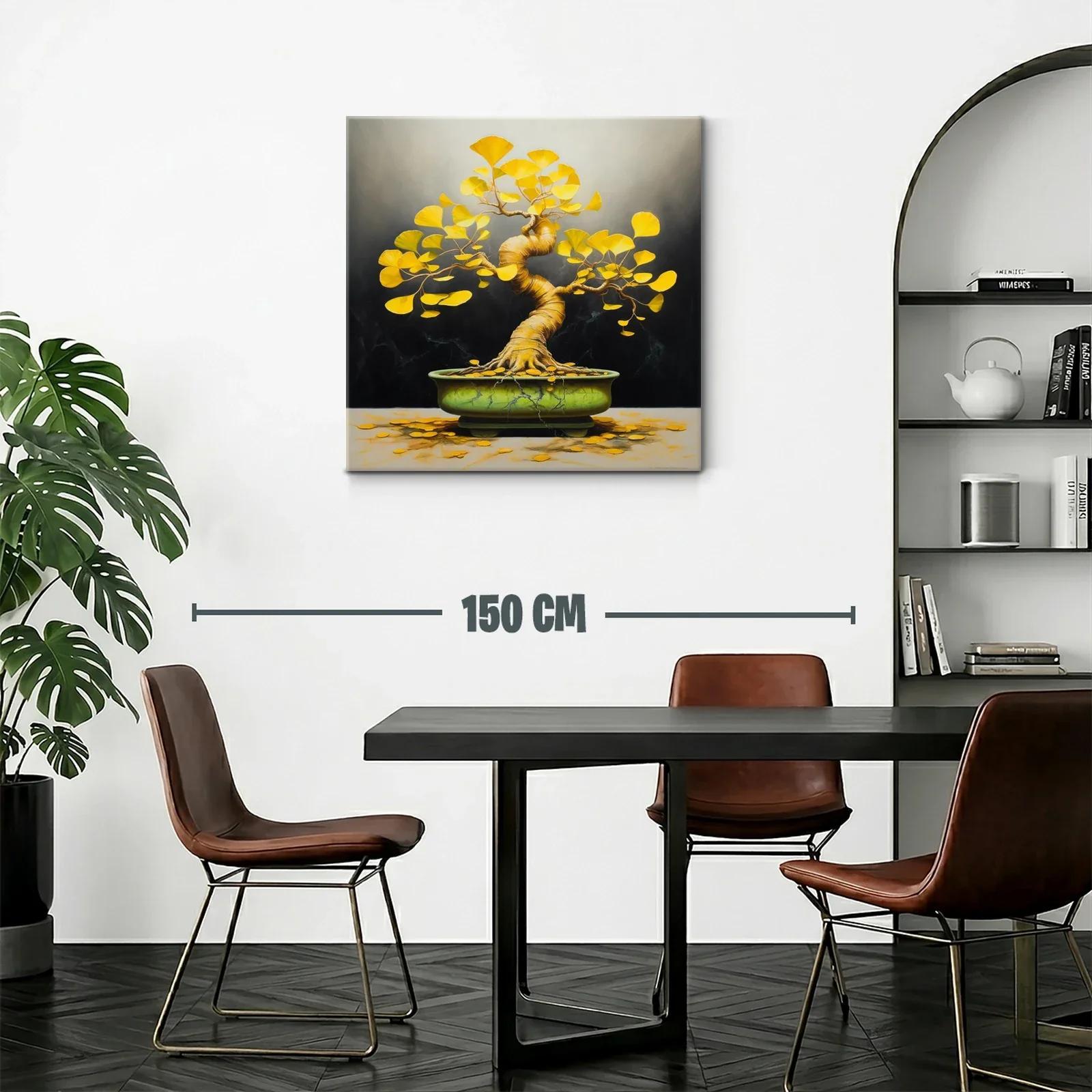 Árbol de Ginkgo con hojas doradas y maceta verde — miniatura 2