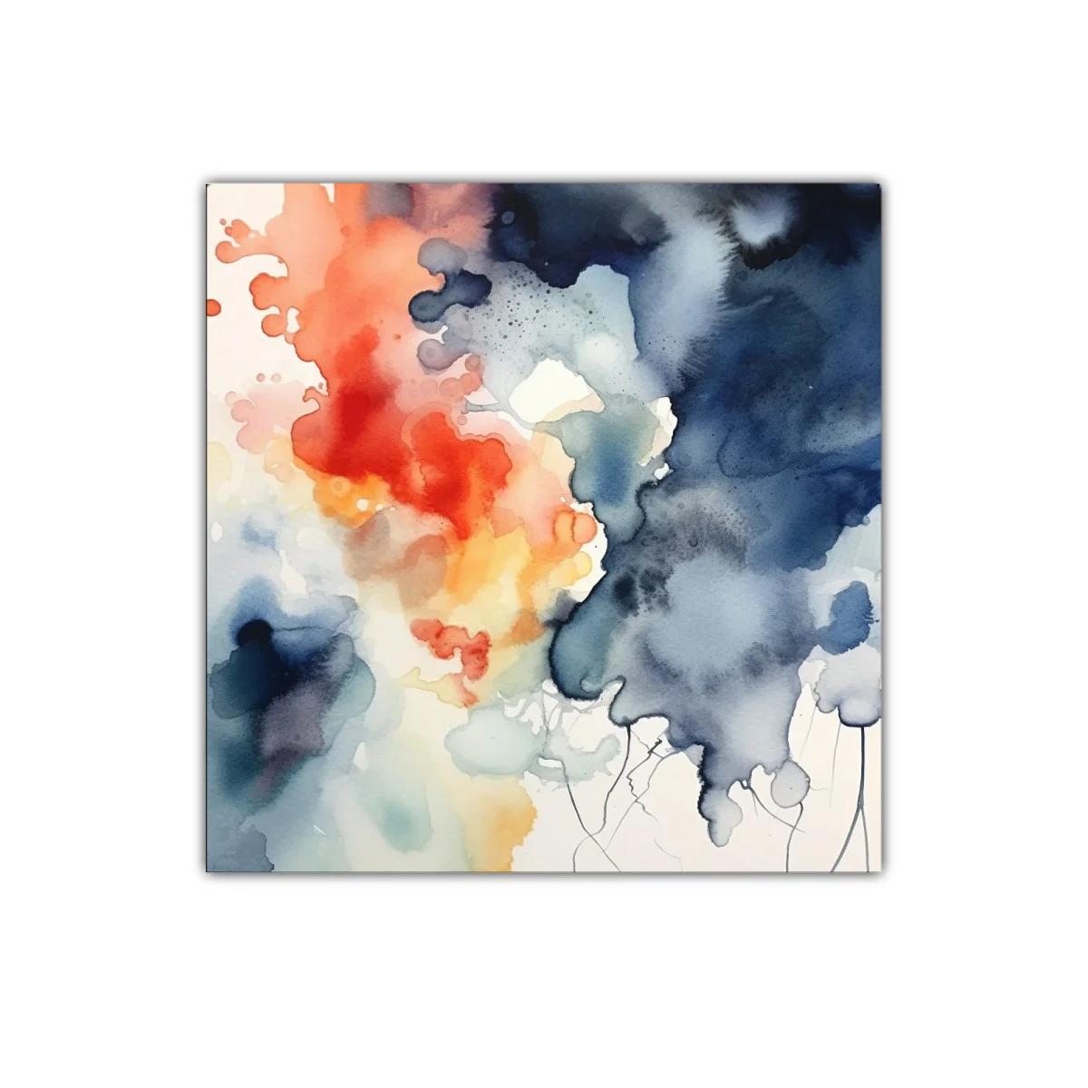 Cuadro abstracto con tonos cálidos y fríos vibrantes — imagen principal